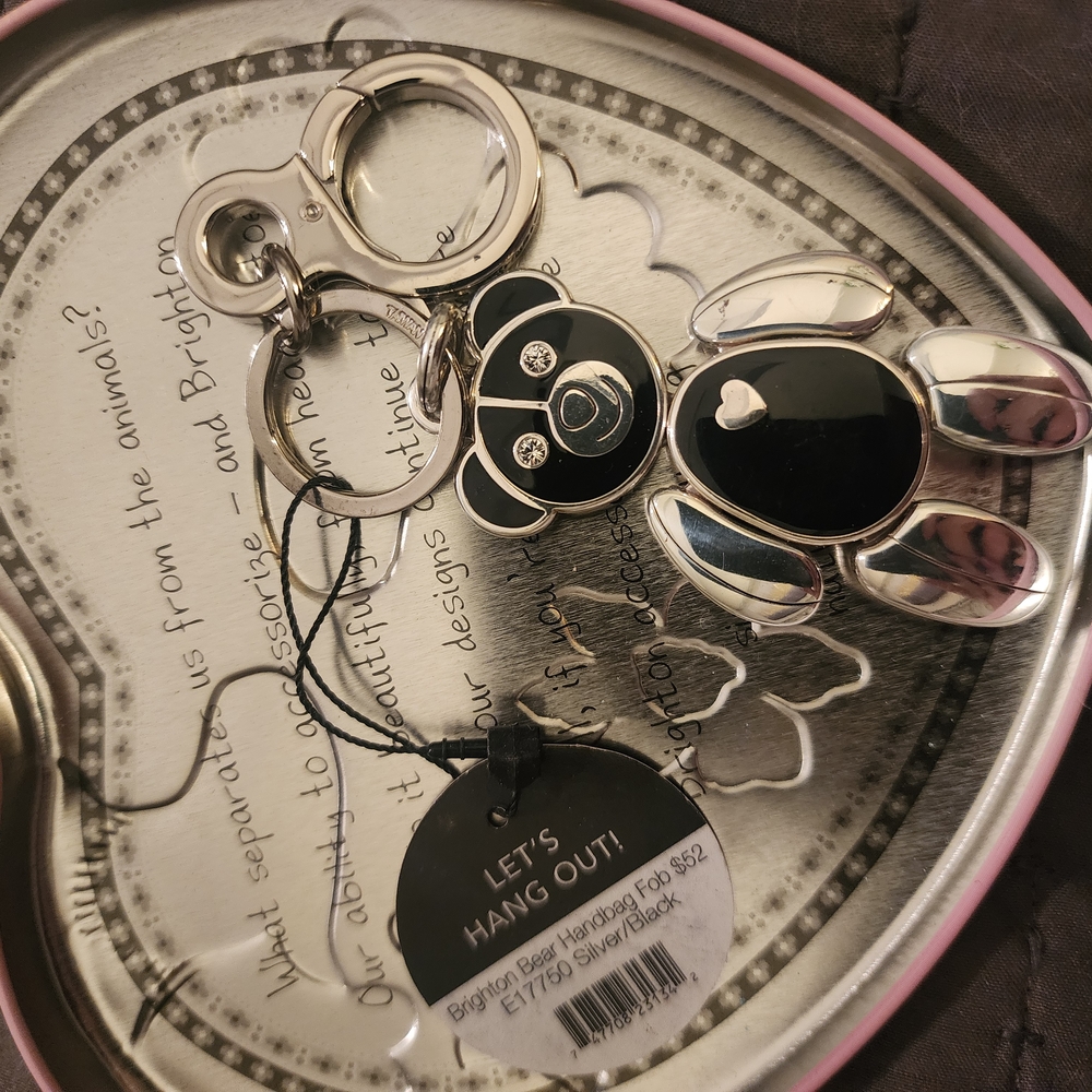 Brighton Black and Silver Bear Keychain